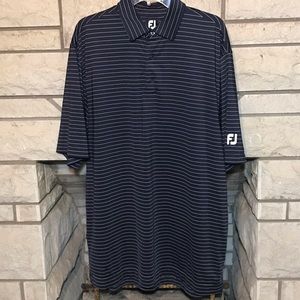 Footjoy FJ Mens Performance Golf Polo Navy Blue Striped Size XL